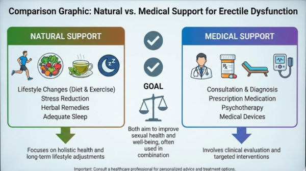 Comparison between natural and medical erectile support options and their effectiveness
